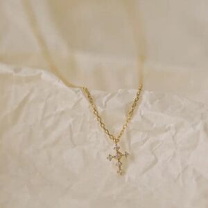 18 KT Gold Over Titanium Cross Necklace